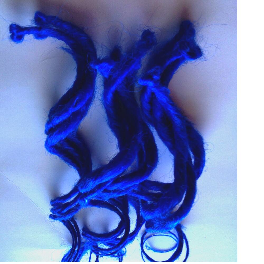 10 Curly Wavy Blue Dreads Dreadlock Hair Extensions